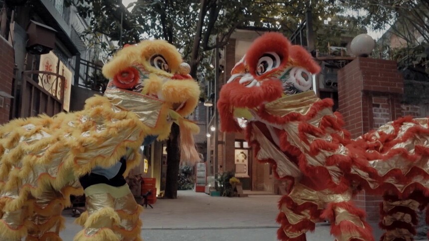 大湾仔为开业好拼，梁汉文舞狮表情管理绝了