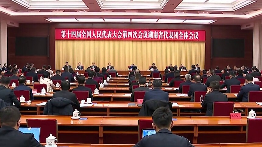 湖南代表团举行第二次全体会议 审议政府工作报告 石泰峰 何维 张庆伟参加审议 沈晓明主持 毛伟明参加