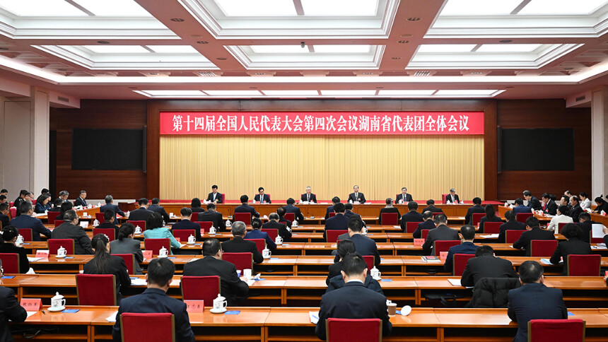 湖南代表团举行第五次全体会议和分组会议 审议全国人大常委会工作报告 “两高”工作报告 四个决议草案 沈晓明主持 刘俊臣 毛伟明等参加