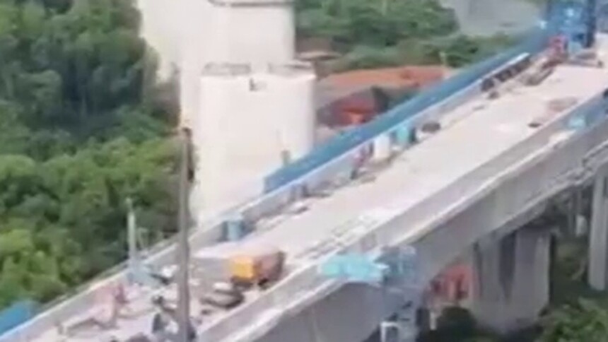关键节点落地！邵永高铁跨沪昆高速特大桥49号墩转体连续梁浇筑完工