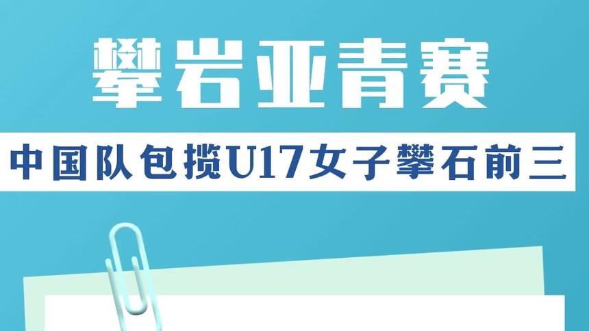 攀岩亚青赛：中国队包揽U17女子攀石前三
