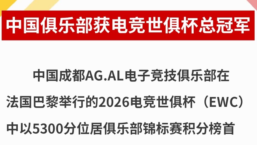 中国俱乐部获电竞世俱杯总冠军