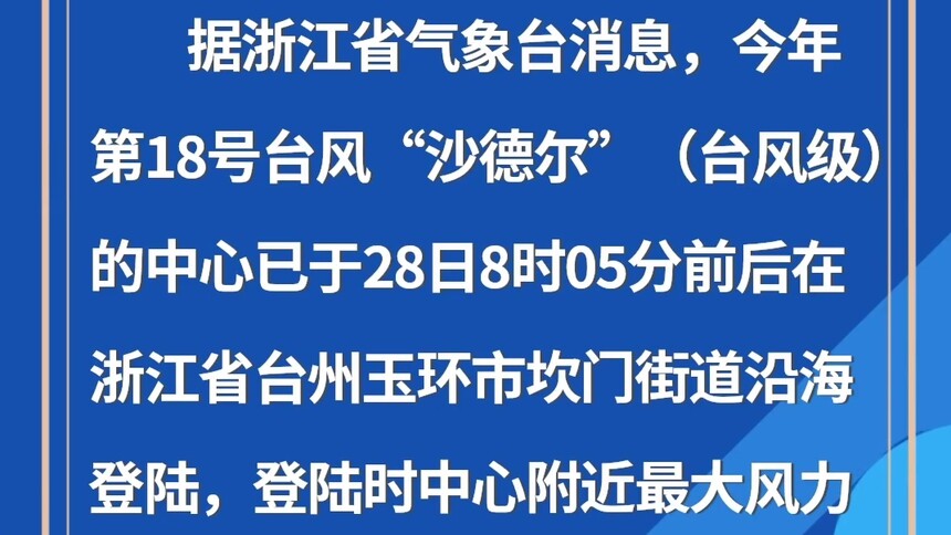 台风“沙德尔”在浙江玉环登陆